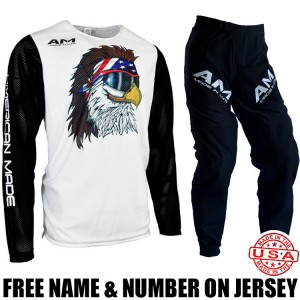 AM Gear Combo: 2.0 Free Bird Mesh Jersey/ Moto Pants Black/ White