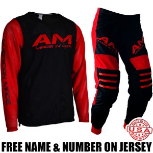 AM Gear Combo: 2.0 Mesh Jersey/ Vented Pro Moto Pants Black/ Red