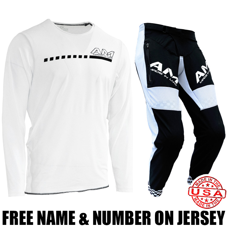 AM Combo: White Speedy 2.0 Pro Jersey/ Bike Pro Pants - AM Motocross
