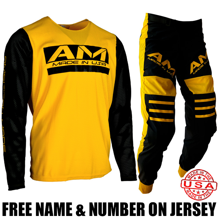 AM Gear Combo 2.0 Mesh Jersey Pro Moto Pants Yellow Black AM