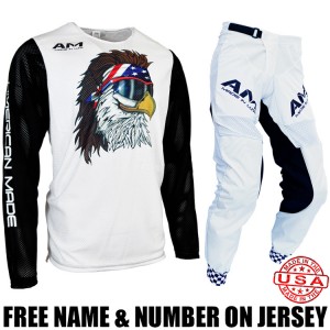AM Gear Combo: 2.0 Free Bird Mesh Jersey/ Vented Moto Pants White/ Black