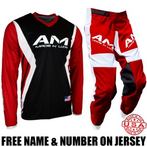 AM Gear Combo: Braaap 100 Pro Jersey/ 2.0 Vented Moto Pants Red/ White