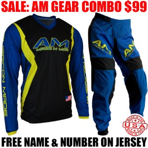 AM 1.0 Gear Combo: Pro Jersey/ Moto Pants Blue/ Flo Yellow